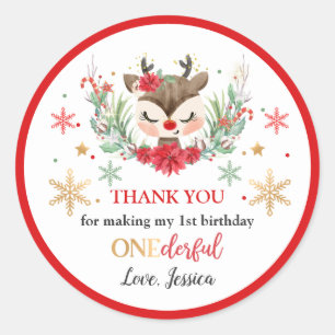 Eerste Kerstfeest op de eerste verjaardag van de w Ronde Sticker