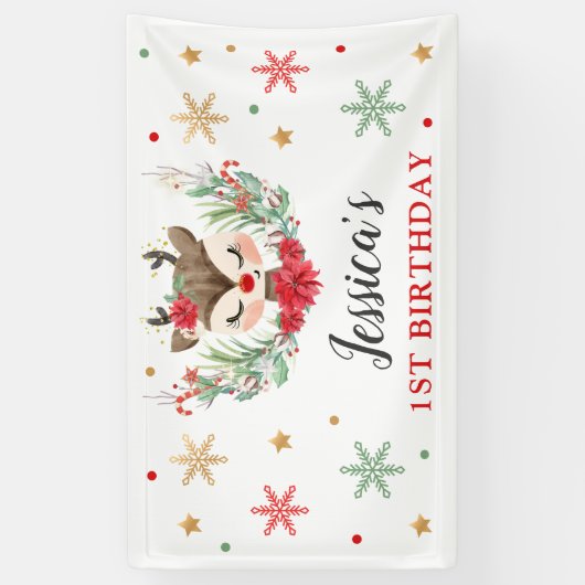 Eerste Kerstfeest op de eerste verjaardag van de w Spandoek (Verticaal)