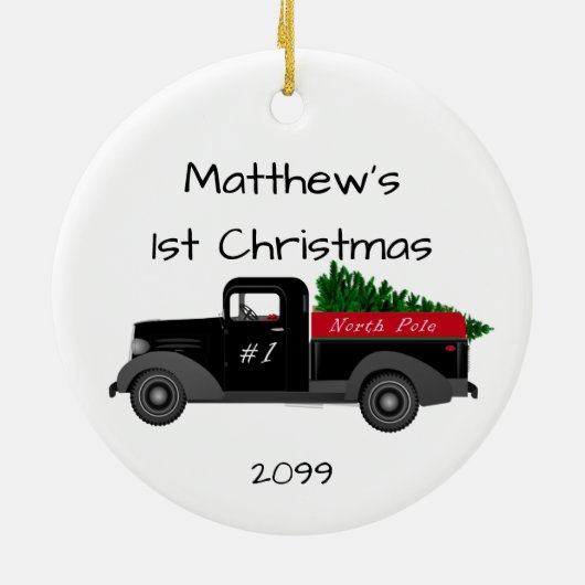 Eerste kerstfeest op Noordpool Keramisch Ornament (Achterkant)