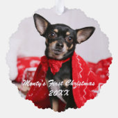 Eerste kerstfeest ornament kaart (Achterkant)