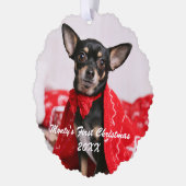 Eerste kerstfeest ornament kaart (Links)