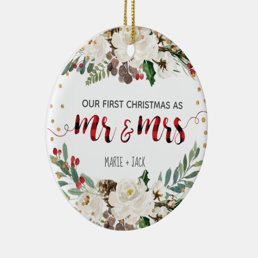 Eerste kerstfeest Ornament sneeuw gepersonaliseerd (Rechts)