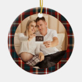Eerste kerstfeest Ouders om Tartan te spelen Foto Keramisch Ornament (Voorkant)