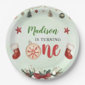Eerste kerstfeest papieren bordje (Voorkant)