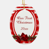 Eerste kerstfeest PERSONALIZE Keramisch Ornament (Achterkant)