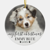 Eerste kerstfeest Persoonlijke Puppy Honden Foto Keramisch Ornament (Voorkant)
