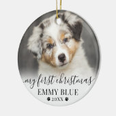 Eerste kerstfeest Persoonlijke Puppy Honden Foto Keramisch Ornament (Links)