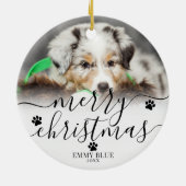 Eerste kerstfeest Persoonlijke Puppy Honden Foto Keramisch Ornament (Achterkant)
