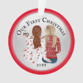 Eerste kerstfeest PHOTO romantisch rood Ornament (voorkant)