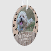 Eerste kerstfeest Rustic Puppy Photo Paw Pattern Ornament (voorkant)