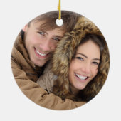 Eerste kerstfeest | Rustisch rood met foto Keramisch Ornament (Achterkant)