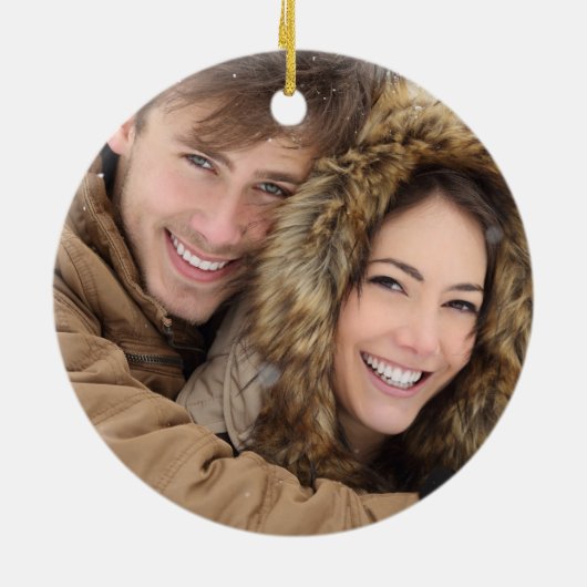 Eerste kerstfeest | Rustisch rood met foto Keramisch Ornament (Achterkant)