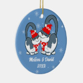 Eerste Kerstfeest samen.Aangepaste kerstversiering Keramisch Ornament (Rechts)