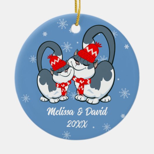 Eerste Kerstfeest samen.Aangepaste kerstversiering Keramisch Ornament (Voorkant)