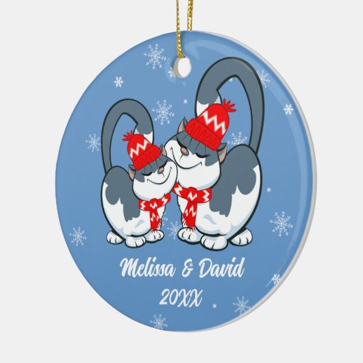 Eerste Kerstfeest samen.Aangepaste kerstversiering Keramisch Ornament (Links)