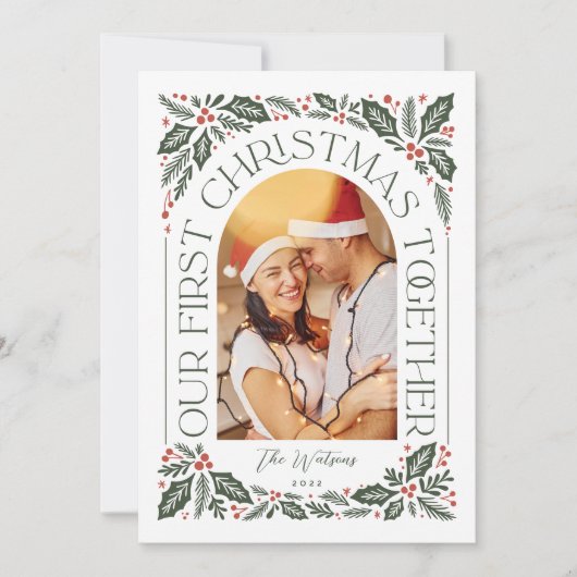 Eerste kerstfeest samen Boog 3 Fotocollage Feestdagenkaart (Voorkant)