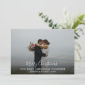 Eerste kerstfeest samen foto Merry Kerstmis Feestdagenkaart (Staand voorkant)