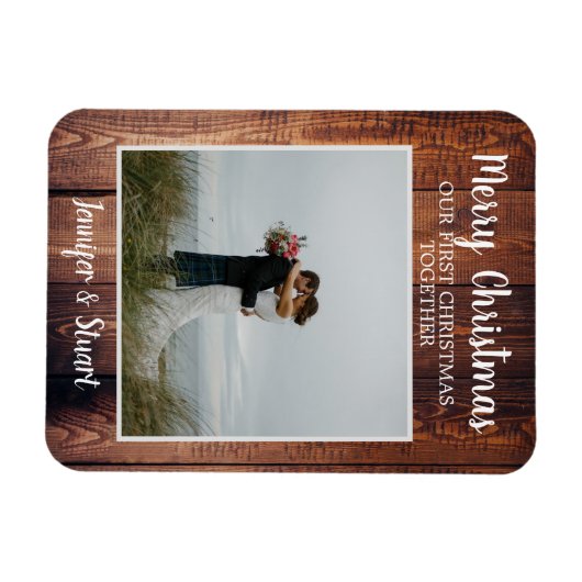 Eerste Kerstfeest samen Merrry kerstfoto Magneet (Horizontaal)