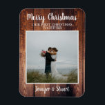 Eerste Kerstfeest samen Merrry kerstfoto Magneet<br><div class="desc">Creëer uw eigen rustieke Eerste Kerstmis samen Vrolijke Kerstmis foto flexi magneet. Stuur je vrienden en familie vrolijke kerstwensen met deze zeer unieke en persoonlijke fotomagneet. Voeg je eigen foto,  tekst en namen toe om deze te personaliseren.</div>