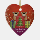 Eerste kerstfeest samen Teddy Bear Aangepaste Foto Keramisch Ornament (Rechts)