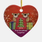 Eerste kerstfeest samen Teddy Bear Aangepaste Foto Keramisch Ornament (Voorkant)
