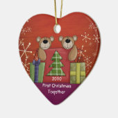 Eerste kerstfeest samen Teddy Bear Aangepaste Foto Keramisch Ornament (Links)