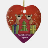 Eerste kerstfeest samen Teddy Bear Aangepaste Foto Keramisch Ornament (Rechts)