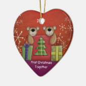 Eerste kerstfeest samen Teddy Bear Aangepaste Foto Keramisch Ornament (Links)