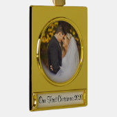 Eerste Kerstfeest samen Weddenschap Bride Groom Verguld Banner Ornament (Rechts)