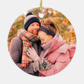 Eerste kerstfeest samen winterbessen keramisch ornament (Achterkant)