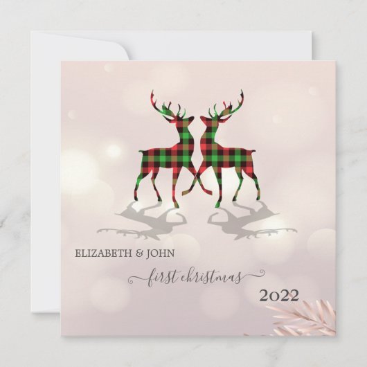 Eerste kerstfeest, Schattige herten buffelruit (Voorkant)