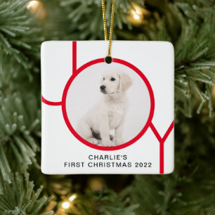Eerste kerstfeest Schattige Puppy Vreugde Aangepas Keramisch Ornament