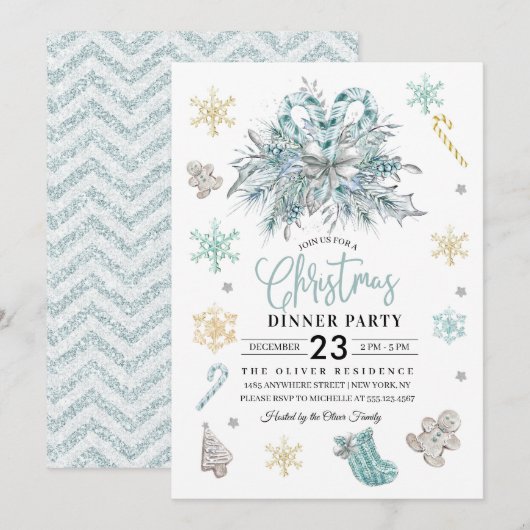 Eerste kerstfeest Snowflake Kaart (Voorkant / Achterkant)