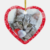 Eerste Kerstfeest Snowflakes Heart Keramisch Ornament (Voorkant)