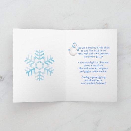 Eerste kerstfeest Snowman Greeting bij kleindochte Feestdagen Kaart (Binnen)