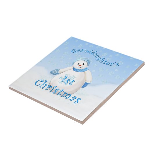 Eerste Kerstfeest Snowman Tile, kleindochter Tegeltje (Zijkant)