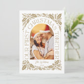 Eerste Kerstfeest Together Arch 3 Foto Collage Feestdagenkaart (Staand voorkant)