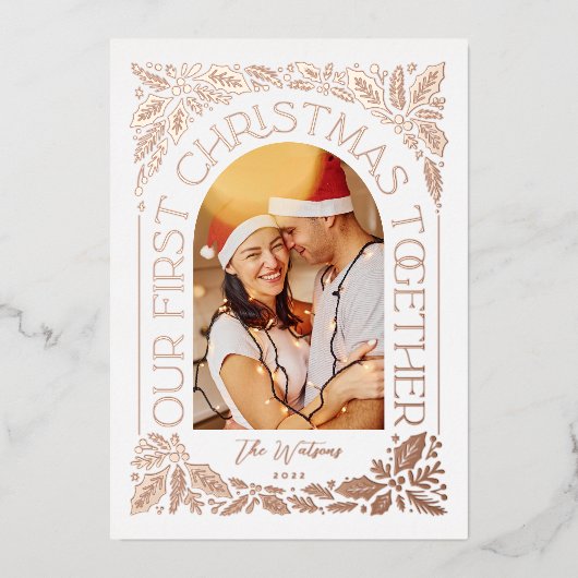 Eerste Kerstfeest Together Arch 3 Foto Collage Folie Feestdagenkaart (Voorkant)