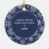 Eerste kerstfeest Together Foto Blue Snowflake Keramisch Ornament (Achterkant)