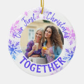 Eerste kerstfeest Together Foto: Bright Snowflake Keramisch Ornament (Voorkant)