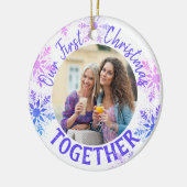 Eerste kerstfeest Together Foto: Bright Snowflake Keramisch Ornament (Links)