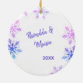 Eerste kerstfeest Together Foto: Bright Snowflake Keramisch Ornament (Achterkant)