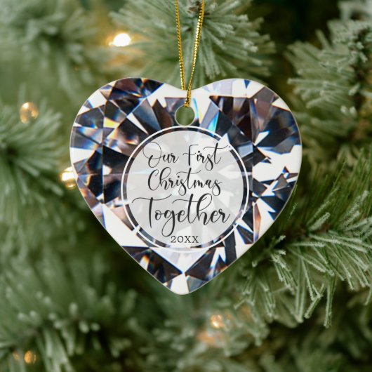 Eerste Kerstfeest Together Foto Crystal Heart Keramisch Ornament (Boom)