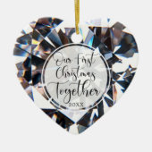 Eerste Kerstfeest Together Foto Crystal Heart Keramisch Ornament (Voorkant)