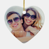 Eerste Kerstfeest Together Foto Crystal Heart Keramisch Ornament (Achterkant)