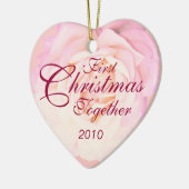 Eerste kerstfeest Together Heart Monogram Ornament (Links)