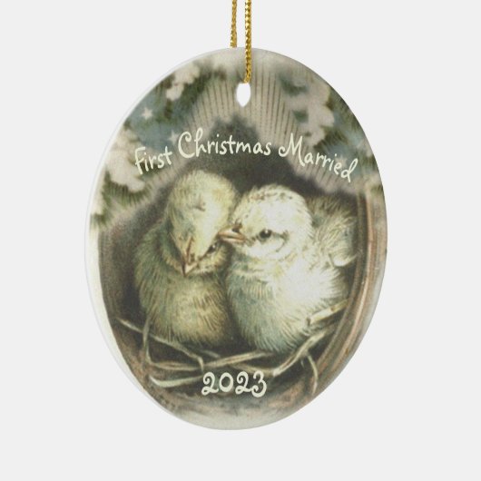 Eerste kerstfeest Tortelduifjes Ornament (Rechts)