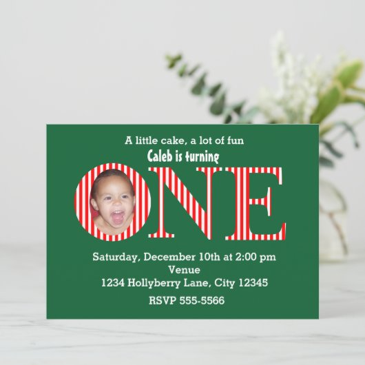 Eerste kerstfeest uitnodiging 1e eerste verjaardag (Staand voorkant)