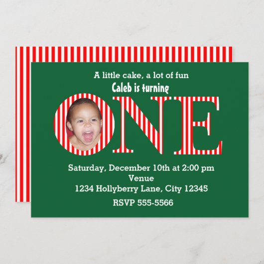 Eerste kerstfeest uitnodiging 1e eerste verjaardag (Voorkant / Achterkant)