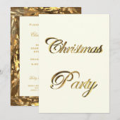 Eerste kerstfeest Uitnodiging Elegant Faux Gold Wh (Voorkant / Achterkant)